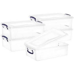 Superio Clear Storage Boxes with Lids, 22 Quart BPA Free Plastic Containers, Bins for Organizing, Stackable Crates, Organizer Totes for Home, Office, School, and Dorm 5 Pack