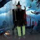 Scary Halloween Decorations Outdoor Hanging Swinging Doll Girl with Sound & Slap Activated, Light Up Eyes Creepy Sound Expressions, Large Scary Halloween Decor Props for Indoor Outside