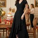 Black Formal Dresses for Women Gowns Evening Party Cocktail Dress,Women Formal Party Dress,V Neck Wedding Guest Dresses. (Black)