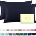 Silk Pillowcase for Hair and Skin,Soft,Breathable and Sliky 100% Silk Pillowcases King Set of 2,Both Sides Natural Mulberry Silk Pillow Cases with Hidden Zipper(King Size 20"X 36",2pcs) Navy Blue-2 Pack