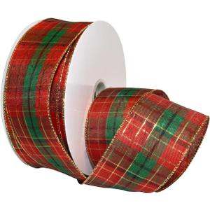 Morex Ribbon Splendor Wired Nylon Ribbon, 2-1/2 inches by 50 Yard, Red