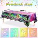 3 Pcs Monster Truck Iridescence Party Tablecloth Decorations,54 x 108 Inch Plastic Happy Birthday Truck Table Cloth Disposable Purple Green Laser Table Cover for Birthday Racing Themed Party Supplies