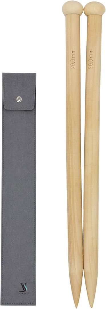 US36 Single Point Needles Wooden for Super Chunky Roving Yarn Knitting (20mm-16inch-40cm)