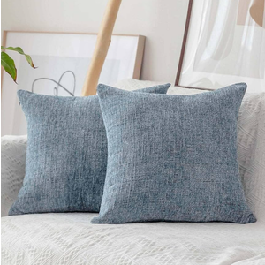 Home Brilliant Blue Throw Pillows Set of 2 Square Textured Plush Decorative Throw Pillow Covers for Bed Couch Car, Jeans Blue, 20 x 20 inch(50x50cm)
