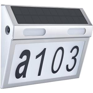 Solar House Numbers for Outside Light Up - 3 Adjustable Color Temperatures (6000K/4000K/3000K)Stainless Steel Waterproof Address SignAuto Light-Sensing & Easy Mount(Wall-mounted)