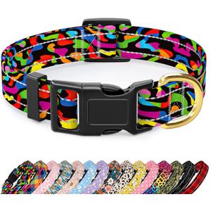 Reflective Dog Collar for Extra Small Dogs, Cute Boho Adjustable Heavy-Duty Nylon Puppy Collar for Boy and Girl Female, Soft Pet Accessories with Quick Release Buckle, Abstract Rainbow Art (XS (Neck 8-12", Width 5/8"))