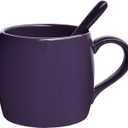 Bosmarlin Ceramic Coffee Mug with Spoon, Purple Tea Cup for Office and Home, Dishwasher and Microwave Safe, 14 oz, 1 Pack (Purple(Glossy))