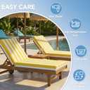 L'AGRATY Outdoor Lounge Chaise Cushion: 72x21x3 Inch Waterproof Lounge Chair Cushion for Outdoor Furniture with Fade Resistant Removable Cover - Patio Cushions for Pool Lawn Deck(Yellow White 2Pcs)