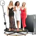 MWE 360 Photo Booth Machine for Parties with Flight Case,RGB Strip Light,Software APP Remote Automatic 360 Spin Camera Video Booth for 3-5 People (31.5''+Flight Case)