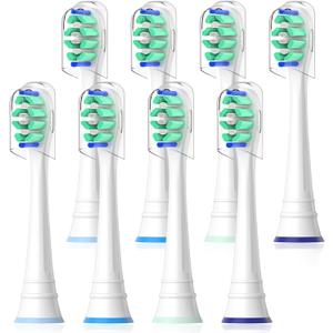 Replacement Heads Compatible with Sonicare Toothbrush, Replacement Brush Head for Philips Sonicare Electric Toothbrush 4100 5100 6100 9900 C2 W3 and More Snap-on Handles White (1 Count (Pack of 8))