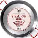 Gourmanity 12 inch Carbon Steel Paella Pan, 30cm Polished Steel Large Skillet From Spain, Great for Paella Parties Indoors, Outdoors, Camping & More, Imported Spanish Paellera, Made by Garcima
