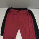 Latuza Women's Petite Pajama Pants Soft Viscose Sleep Joggers (Black & Red (2 Pack))