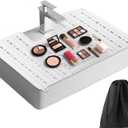 Bathroom Sink Cover for Counter Space Sink Mat Foldable Sinks Cover Silicone Makeup Organizer Mat Bathroom & Rv Camper Travel (Color:White)