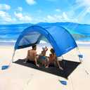 NEVERLAND Beach Sun Shade Canopy Shelter - Outdoor Beach Tent Canopy UPF50+ for 3-4 Persons, Easy Set Up with 4 Sandbags & Ground Mat for Beach, Camping, Picnics and Backyard (Mint Green)