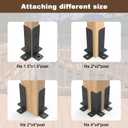 4 Pcs Adjustable Deck Post Anchor Brackets Kit - Fit 1.5x1.5, 2x2, 2x4, 4x4 Posts - Heavy Duty Half Column Black Support Base for Wood Fence Pergola Railing