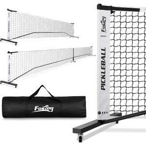 Portable Pickleball Net Set with Wheels, Regulation Size 22 FT & Half Court 11 FT, Steady Metal Frame Pickle Ball Net Set System with Carry Bag for Backyards, Driveways, and Garages