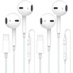Apple Earbuds, iPhone Wired with Lightning Connector [Apple MFi Certified] Wired Earphones with Microphone Volume Control Music and Calling Headphones for iPhone 14/13/12/11/SE/X/XR/XS/8/7-2 Pack