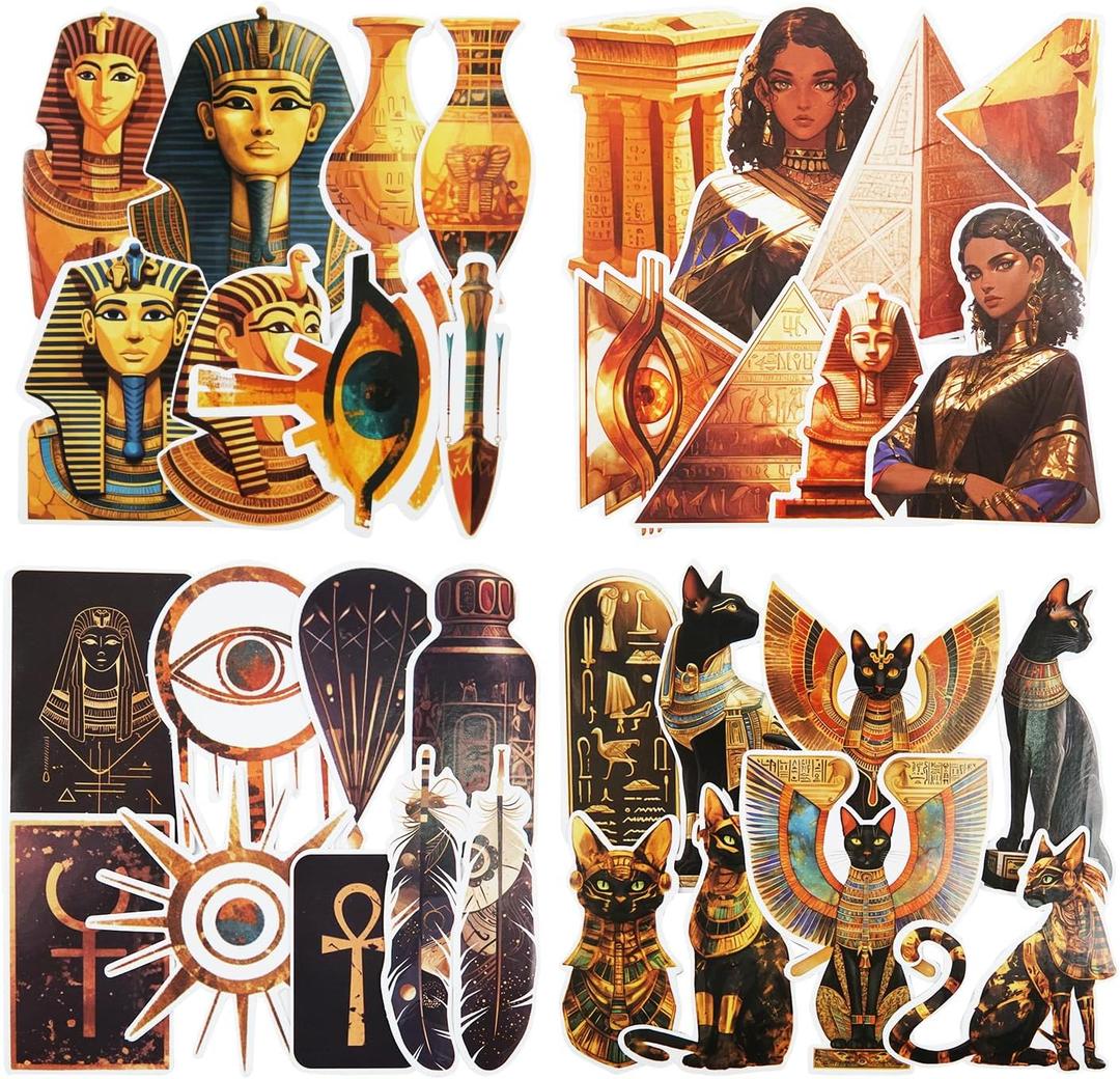 120Pcs Ancient Egypt Themed Stickers, Vintage Scrapbook Stickers for Journaling, DIY Crafts, and Junk Journal Ephemera