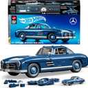 Mattel Brick Shop Hot Wheels Premium Series Building Set, Mercedes-Benz 300 SL with 1600 Pieces, Realistic Details and Metal Parts, Adult Collectors, Large