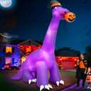 14 Ft Ht x 16 Ft L Giant Halloween Dinosaur Inflatable Blow Up Yard Decorations Large Dinosaur Bite Pumpkin with Witch Hat Build-in LED, Huge Halloween Decorations Outdoor Lawn Party Garden Decor