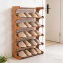 Shoe Rack,Small 6 Tier Shoe Organizer Storage Shelf,Bamboo Narrow Shoe Closet,Small Space Shoe Rack,for Entryway Closet 18.89×7.48×31.88inch, 6 Tier-18.89" Wide
