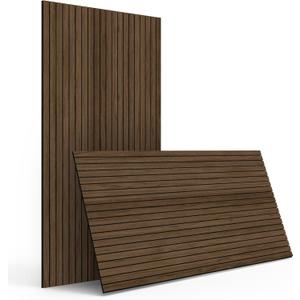 4-Piece Wood Slat Wall Panel for Interior Wall Decor Noise Cancelling 47.2" x 23.6" Peel and Stick Acoustic Decorative 3D Sound Absorbing Wall Paneling, Walnut