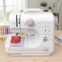 Beginner Sewing Machine for Home Crafting & Mending, 12 Multi-Function Stitches, 2-Speed Foot Pedal, Clear LED Light, 32-Color Thread Pack, Must-Have Sewing Supplies, Sewing Machine Table Fit