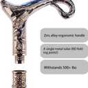 Walking Cane for Men & Women & Seniors - 36.5 Inch Heavy Duty 500+ lbs Capacity, Ergonomic Handle, Decorative & Ornate Design, Gothic & Goth Elegant Matte Black & Gold Artistry, Metal Cane