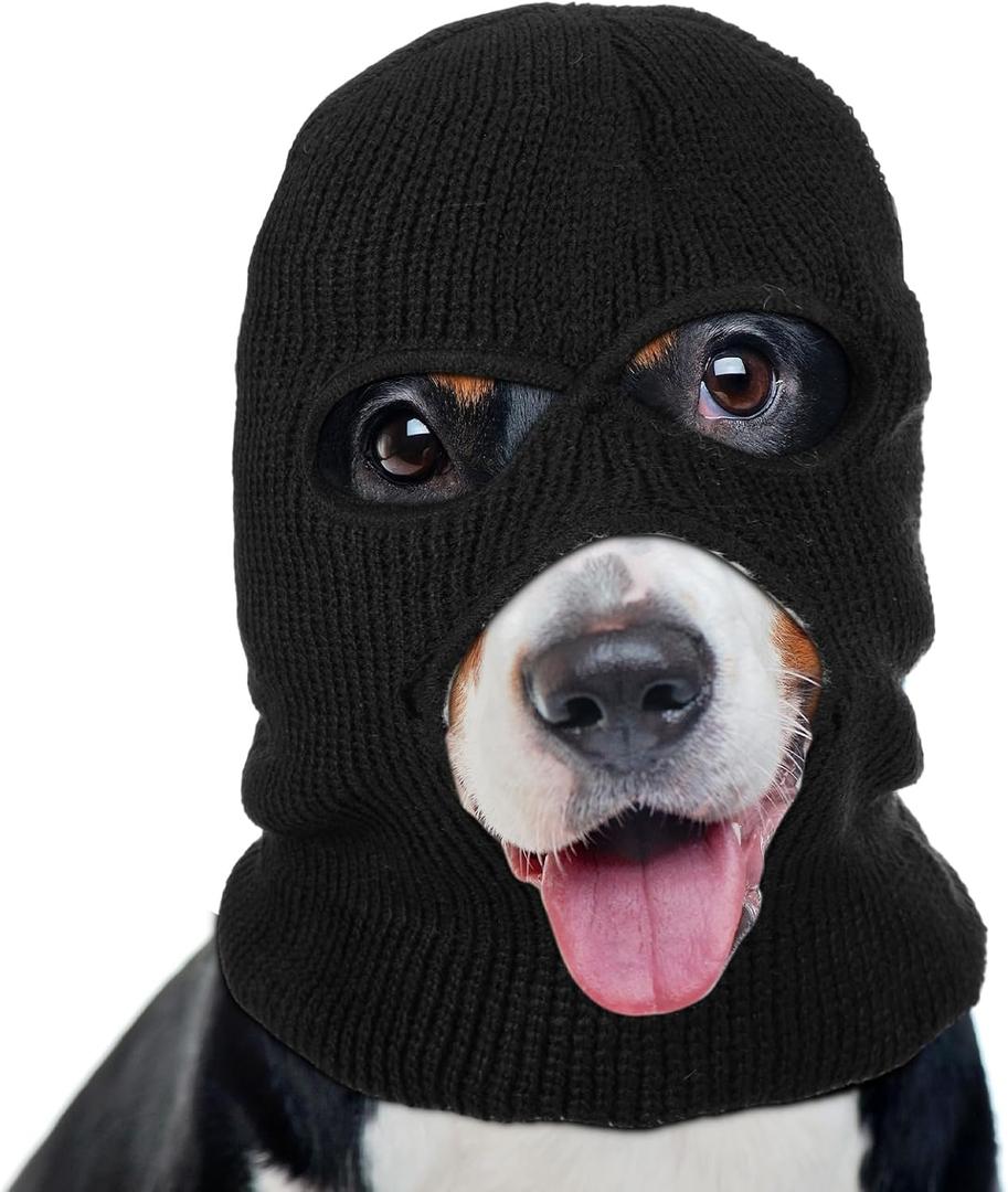 Dog Costume Halloween Christmas Funny Gangster Robbers Thieves Pet Cosplay Dog Ear Muffs Noise Protection Knitted Face Mask Warm Hat for Medium Large Pet
