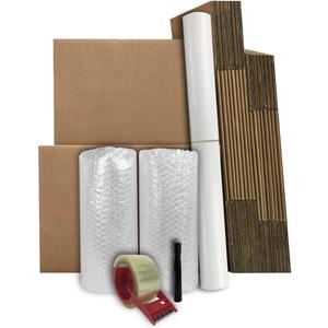 Basic Moving Boxes Kit #1, 1 to 2 Bedroom Kit, 18 Boxes and Supplies, Small Spaces Moving Kit, Packaging & Storage Boxes, Bubble Roll, Tape, Packing Paper, Apartment Moving Supplies