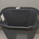 Mind Reader Slim Laundry Hamper with Lid, 60L Clothes Basket, Ventilated Plastic, Gray