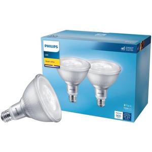 PHILIPS PAR 38 E26 (Medium) LED Floodlight Bulb Bright White 90 Watt Equivalence 2 pk