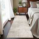Washable 2x5 Kitchen Runner Rug: Abstract Water Resistant Sink Stove Entryway Rug Soft Living Room Bedroom Beside Carpet Thin Low Pile Non-Slip Hallway Bathroom Laundry Room Floor Mat(2X5,Beige/Cream)