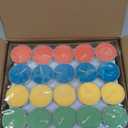 50pcs Unscented Assorted Colors Tealights Candle - 4+ Hour Burn Time - Clean-Burning Palm Votive Smokeless Tealights Candles for Home, Shabbat & Anniversaries (50pcs)