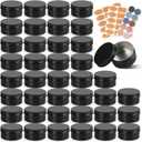 3oz Black Aluminum Tin Containers with Screw Lids, 40 Pack Refillable Cosmetic Jars, Round Salve Tins, Tea Cans, Bulk Food Storage Jars, Candle Travel Tins