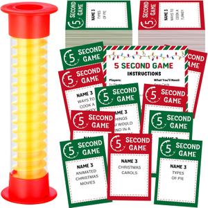 Christmas 5 Second Game, Xmas Party Games with 92 Question Cards and 5 Second Hourglass, Christmas Family Card Games for Family Friends Sleepovers Party Night Think Fast and Shout Out Answers