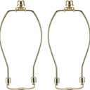 8 Inch Brass Lamp Harp Holder Kits with Finials and Detachable Saddle Bases, Light Duty, Saangseon Set of 2 DIY Lighting Accessories Horn Frame Lampshade Brackets