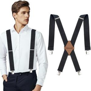 2 Inch Heavy Duty Suspenders for Men Adjustable XBack,Strong Metal Clip,Mens Suspenders for Work Jeans