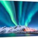 YIOZHAOFH Alaska Wall Art for Living Room Northern Lights Pictures Wall Decor Aurora Borealis Nature Scenery Canvas Print Posters for Home Office 16X24