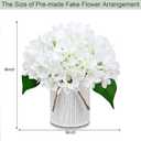 Flower Table Centerpieces - Set of 6 Floral Arrangement Artificial Wedding Hydrangeas Floral Arrangement with Rustic Metal Vase for Bridal Tea Party Event Decorations - Ivory White