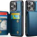 Vinich for iPhone 16 Pro Max 6.9" Wallet Case with Card Holder, RFID Blocking Credit Slots Kickstand Shockproof Phone Cover for Women Men, Blue