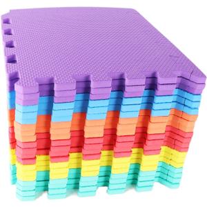 Gym Mats Colorful 20 pcs Floor Mats with Edge Pieces, High-Density EVA Foam Anti-Fatigue Mat