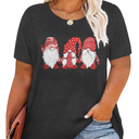 Merry Christmas Shirts for Women Xmas Buffalo Plaid Tree Shirt Top Short Sleeve Casual Graphic Print T Shirt, Size XXL