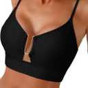 Herseas Womens Bikini Top U-Wire Chest Support Cutout Adjustable Spaghetti Straps Bathing Suit Charming Resort Women Swim Top Only Black Medium
