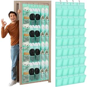 Windyun 40 over the Door Shoe Organizer Large Mesh Pocket Hanging Shoe Rack for Closet Turquoise Nonslip Behind Door Storage Holder Back to School Organizer for Dorm Room College Classroom Storage