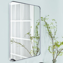 TEHOME 24x36'' Chrome Rounded Rectangle Bathroom Mirror Polished Silver 36 x 24 inch Metal Framed Rectangular Vanity Mirror