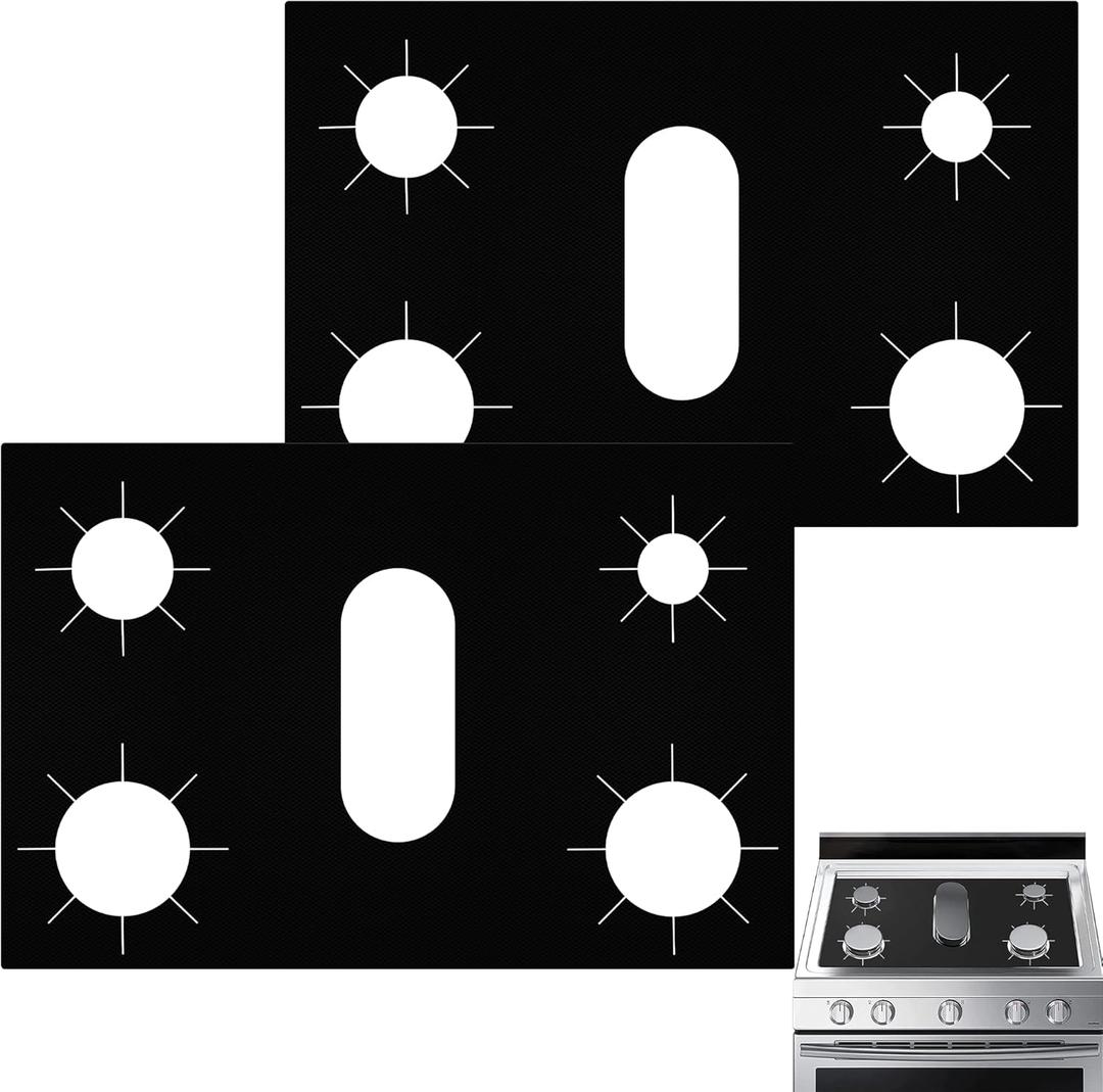 Stove Top Liners for Gas Burners compatible with Samsung Stove Top Protector Replacement upgrade Stove Protectors for Gas Stove Top Reusable Easy to Clean 2PCS