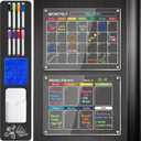 2-Pack Premium Acrylic Magnetic Calendar for Fridge - Clear Dry Erase Board for Refrigerator (16"x12" Monthly & 13"x9" Weekly Planner) Includes 8 Vibrant Markers & Eraser, Ultra Strong N52 Magnets
