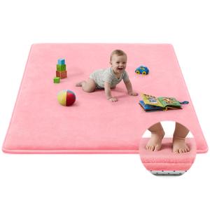 Baby Play Mat for Floor,Tummy Time Area Rug 59x59 Playpen Muscle Mat Pink