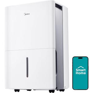 Midea 4,500 Sq. Ft.Dehumidifier for Basement, With Reusable Air Filter 50 Pint - Ideal For Basements, Large & Medium Sized Rooms, And Bathrooms (White)